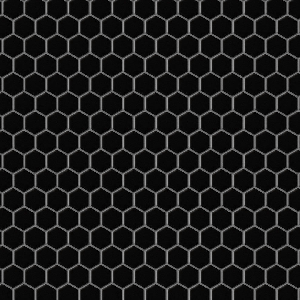 Metro 1" Hex Porcelain Mosaic Floor and Wall Tile, Black