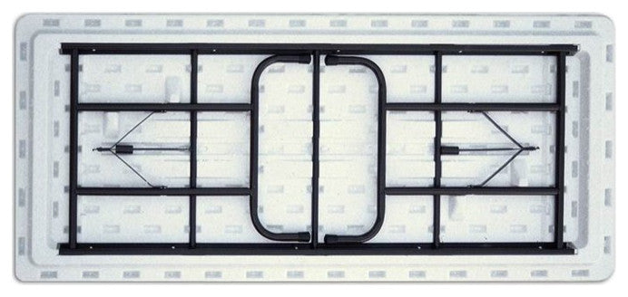 Modern Folding Table, Y-Shaped Metal Legs With Rectangular Plastic Top, White