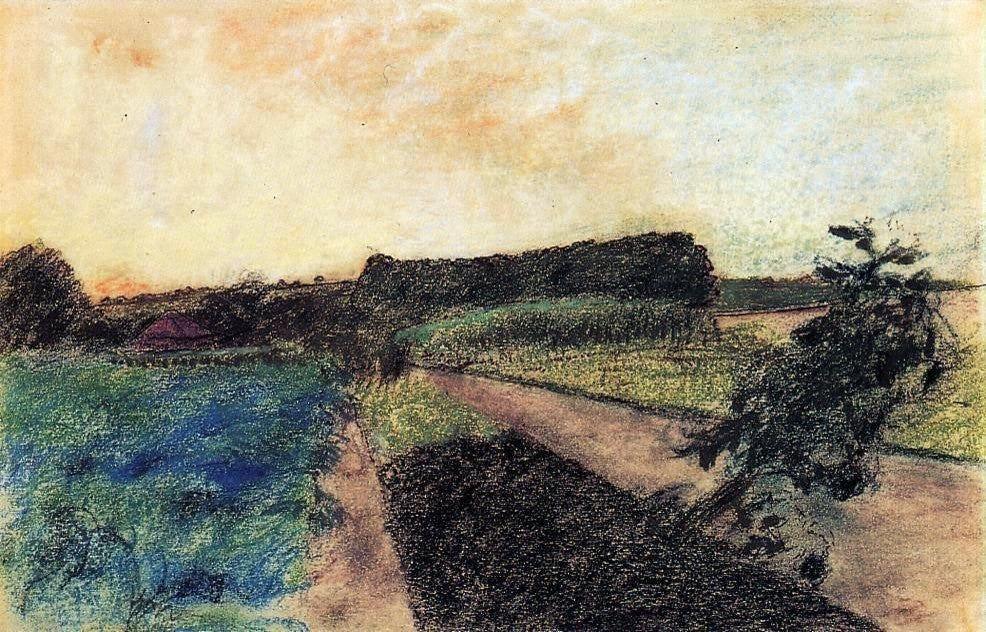 Edgar Degas Landscape on the Orne, 18"x27" Wall Decal Print