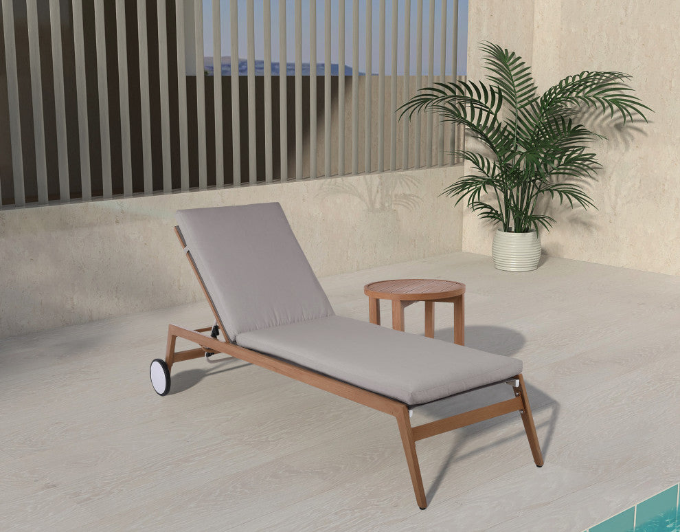 Maui Water Resisting Fabric Upholstered Outdoor Patio Lounger, Gray