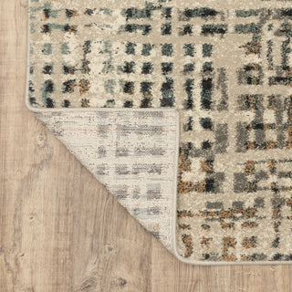 Carolina Distressed Grid Area Rug, Beige, 7'10"x10'