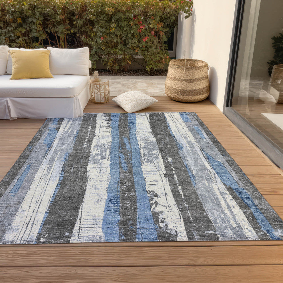 Machine Washable Indoor/Outdoor Chantille ACN1872 Denim 10' x 14' Rug