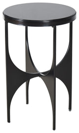 Austin Black Satin Black Side Table Marbled Table Top 15" X 15" X 23"