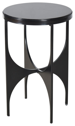 Austin Black Satin Black Side Table Marbled Table Top 15" X 15" X 23"