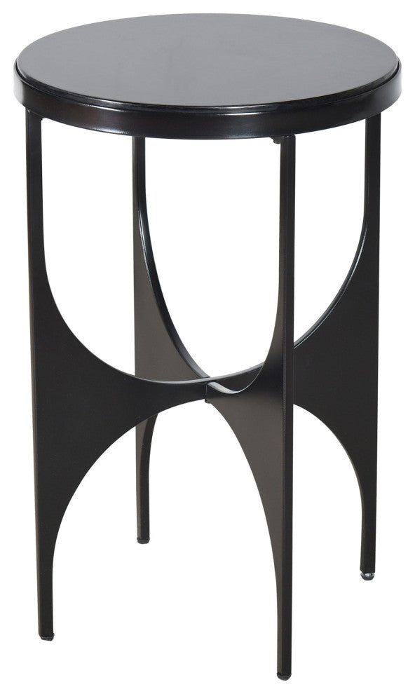 Austin Black Satin Black Side Table Marbled Table Top 15" X 15" X 23"