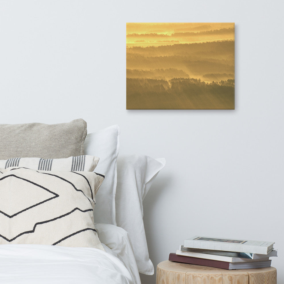 Golden Mist Valley - Hills & Mountain Range Landscape Canvas Prints, 16" X 20"
