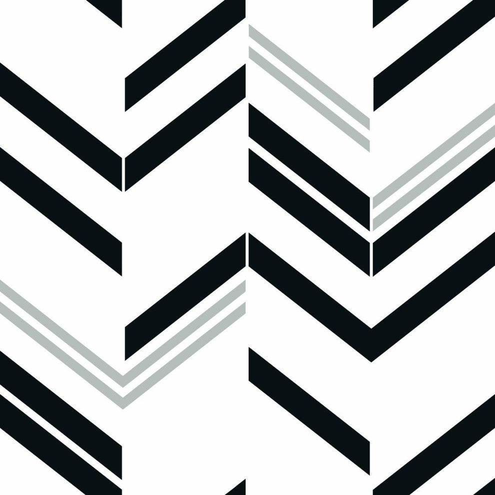 Black & Grey Chevron Stripe Peel & Stick Wallpaper