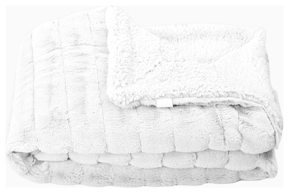 Super Mink Faux Fur Throw Blanket, Bright White, 60"x80"