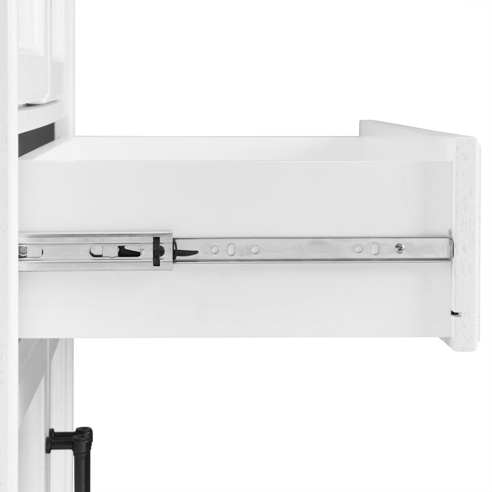 Tara 3-Piece Pantry Set, Distressed White Pantry and 2 Linen Cabinets