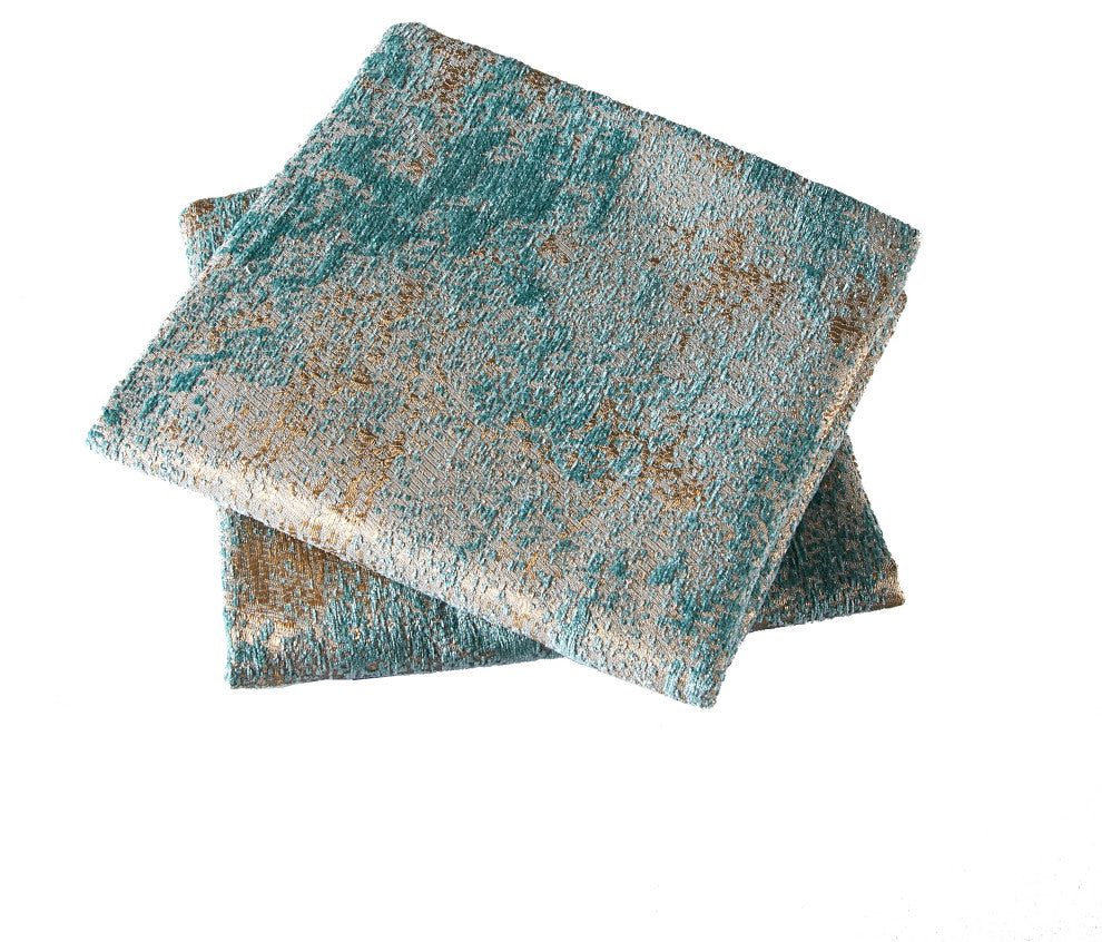 Kasula Jacquard Chenille Pillow Cover 2 Piece Set, Turquoise, 14" X 26"