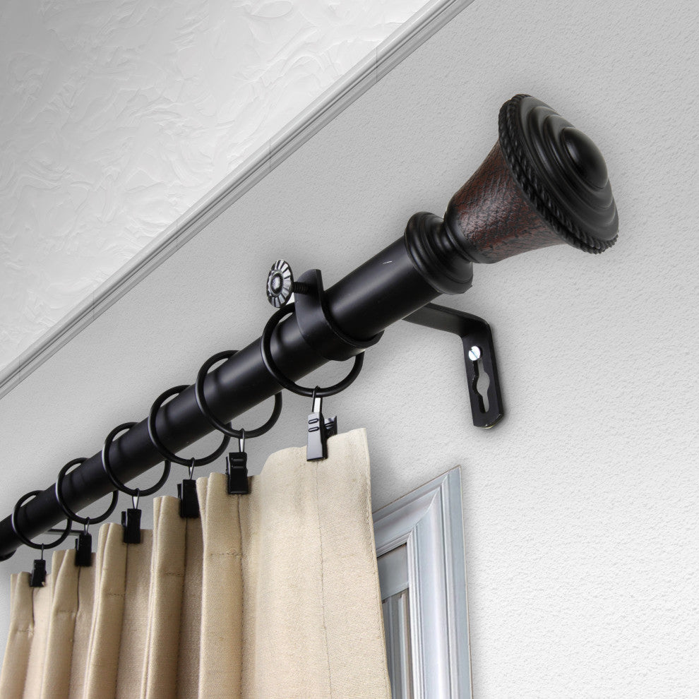 Urn 1" Curtain Rod, Black, 160"-240"
