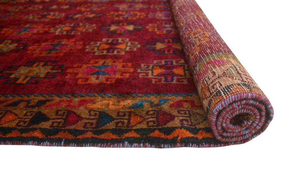 Fine Vintage Distressed Farhod Red Rug