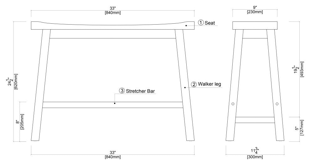 Sonoma Saddle Bench, Chestnut Wire-Brush