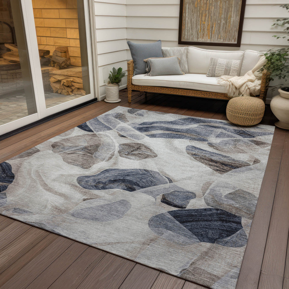 Machine Washable Indoor/Outdoor Chantille ACN1863 Putty 3' x 5' Rug