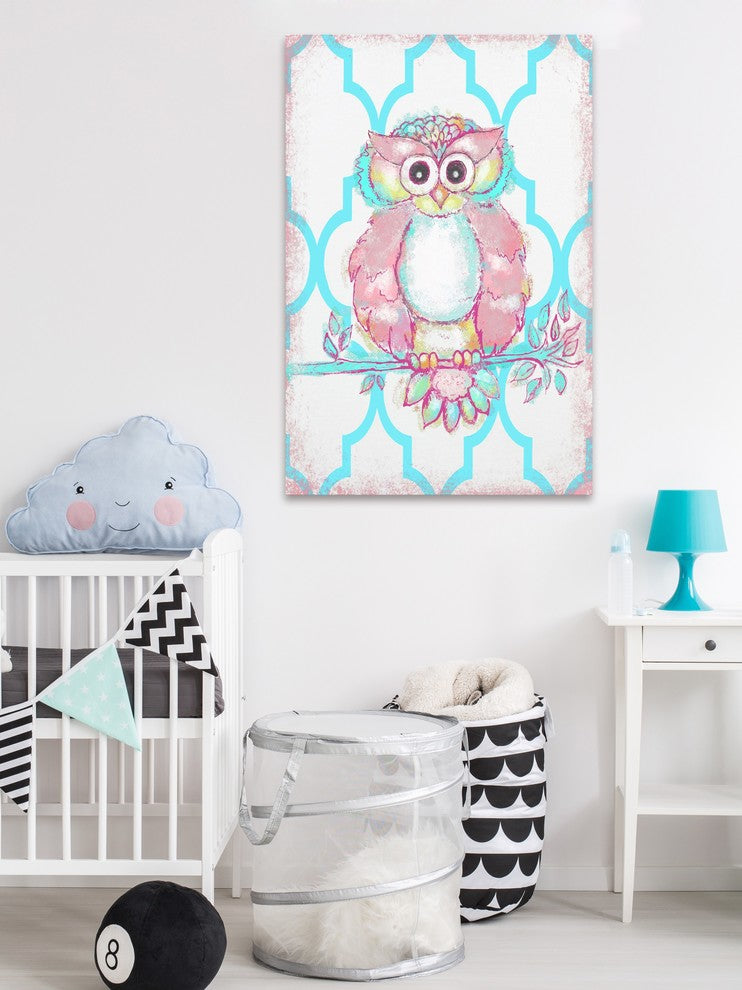 Marmont Hill, "Modern Owl 2" by Reesa Qualia Painting on Wrapped Canvas, 12x18