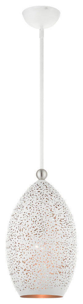 Livex Lighting Charlton 1 Light White With Brushed Nickel Accents Pendant