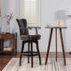 Williams Swivel Bar and Counter Stool With Armrests, Vintage Brown Faux Leather, Bar Height