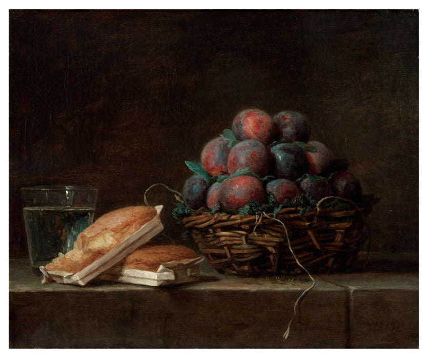"Basket of Plums, 1769" Digital Paper Print by Anne Vallayer-Coster , 18"x15"