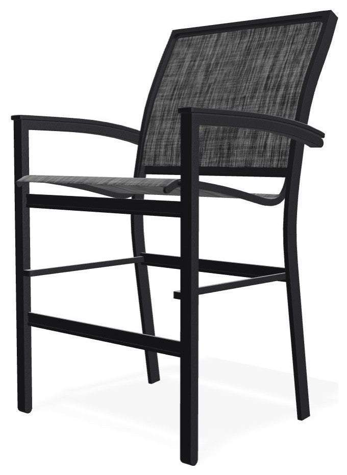 Bazza Sling Balcony Height Stackable Outdoor Stool, Augustine Shadow/Black