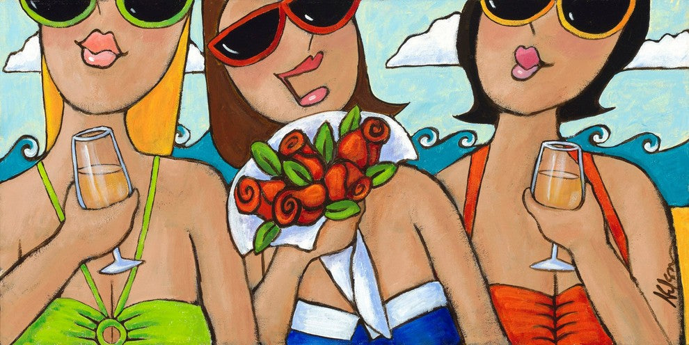 Marmont Hill, "Beachy Keen Bouquet" by Janet Nelson on Wrapped Canvas, 36x18
