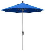 7.5' Grey Collar Tilt Lift Fiberglass Rib Aluminum Umbrella, Olefin, Royal Blue