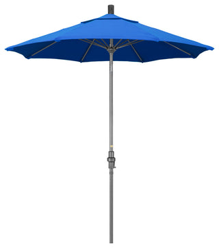 7.5' Grey Collar Tilt Lift Fiberglass Rib Aluminum Umbrella, Olefin, Royal Blue