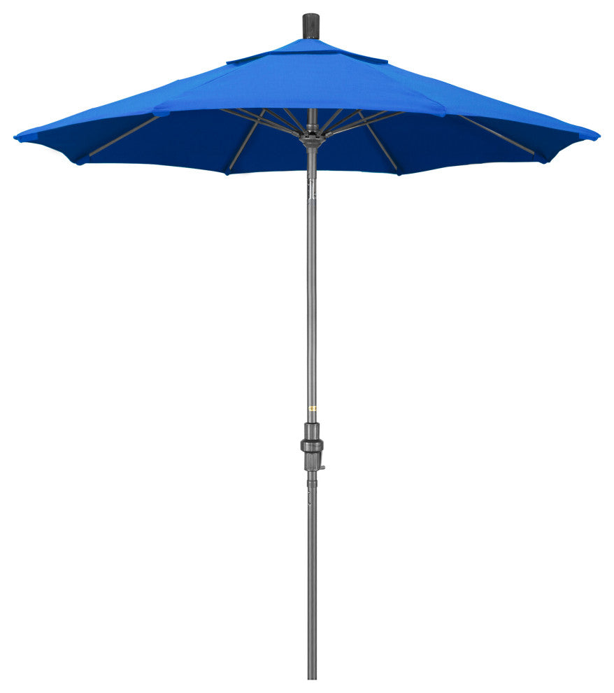7.5' Grey Collar Tilt Lift Fiberglass Rib Aluminum Umbrella, Olefin, Royal Blue