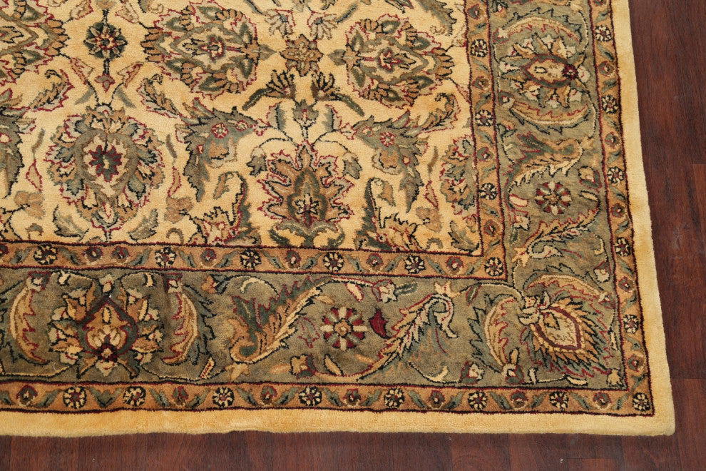 French Toile Indian All-Over Hand-Tufted Oriental Area Rug, Yellow, 8'