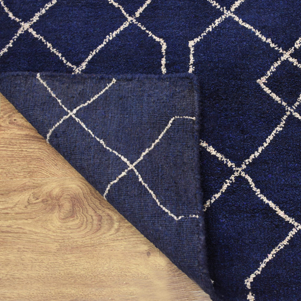 HAND KNOTTED LOOM SILK ECO-FRIENDLY RUGS-5'x8',Rectangle,Blue White,Geometric