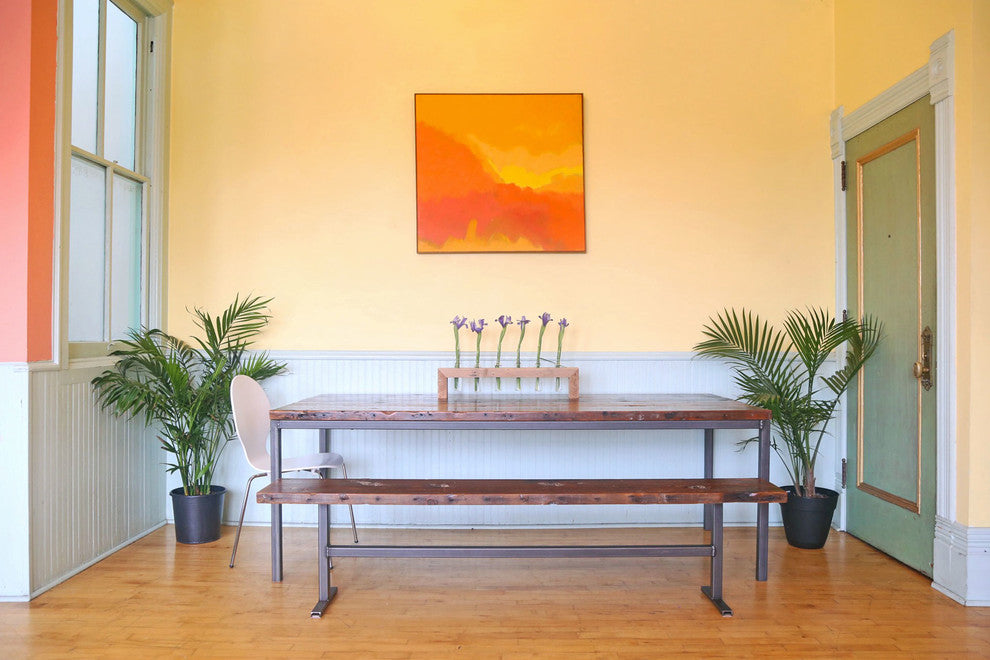 Glass Bud Vase Arrangement With Reclaimed Wood Holder, 6 Bottles