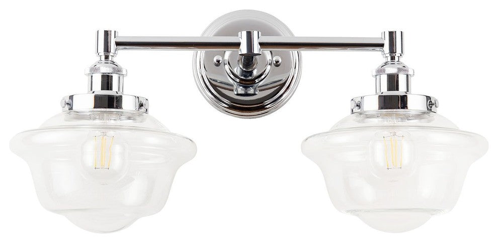 Lavagna 2 Light Schoolhouse Wall Sconce with LED Bulbs, Polished Chrome