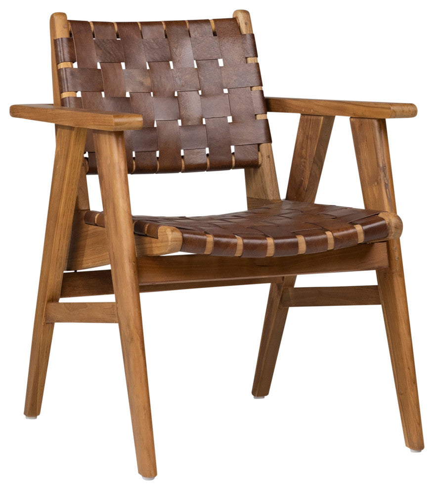 Seena Teak Upholstered Dining Chair, Brown