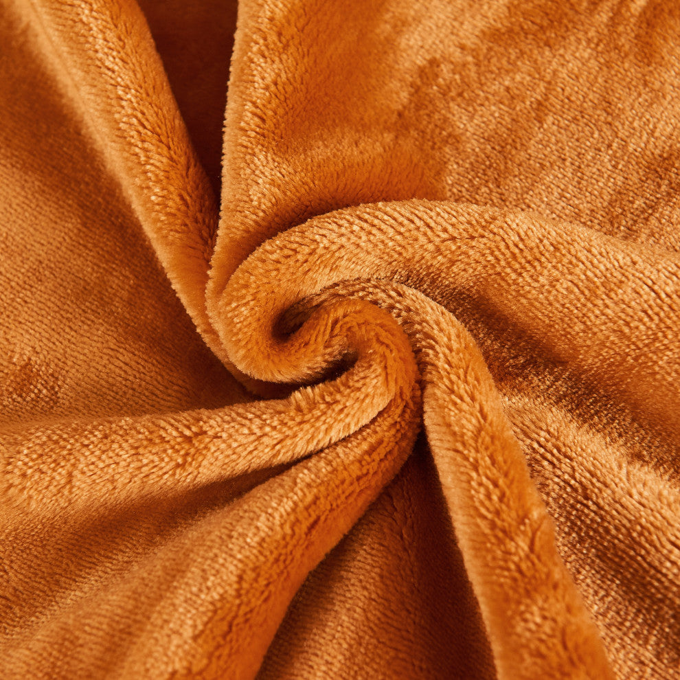 Christmas Solid Flannel Fleece Blanket, Burnt Orange, Twin
