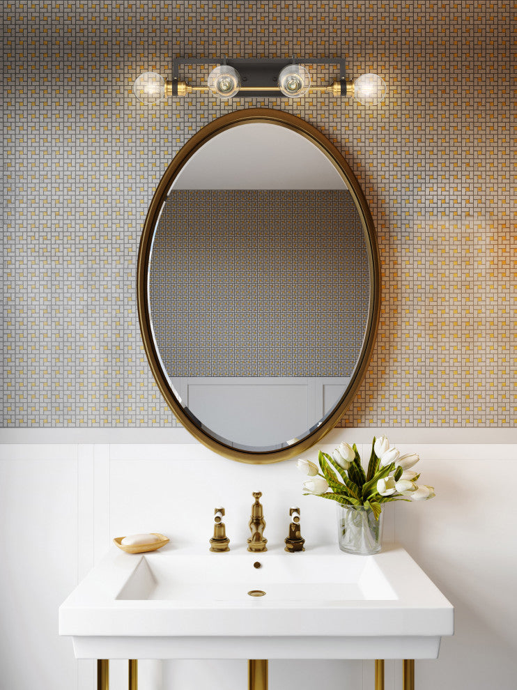 Intention - 4 Light Vanity - Warm Brass and Black Finish