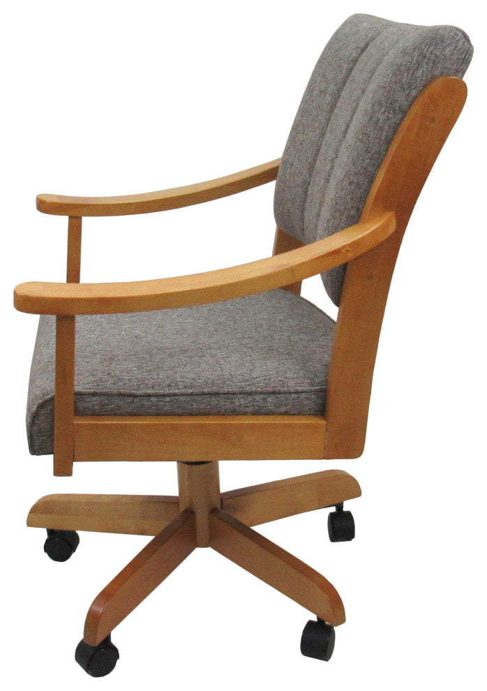 Swivel Wood Dining Caster Chair with Wheels - Casa, Mojave Grey - Honey
