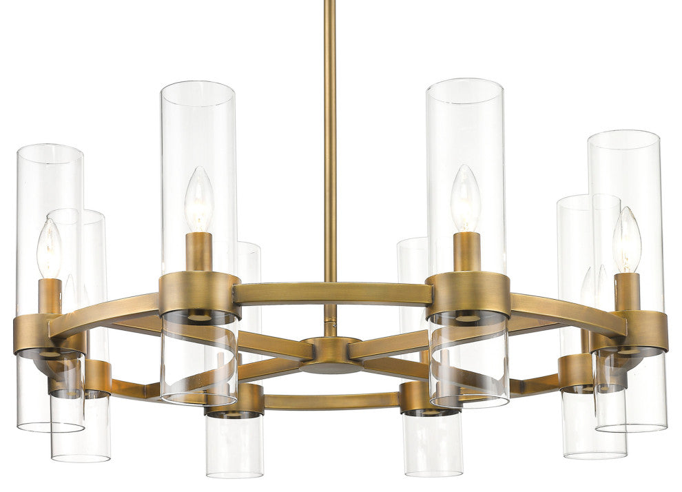 Z-Lite 4008-8 Datus 8 Light 32"W Taper Candle Chandelier - Rubbed Brass