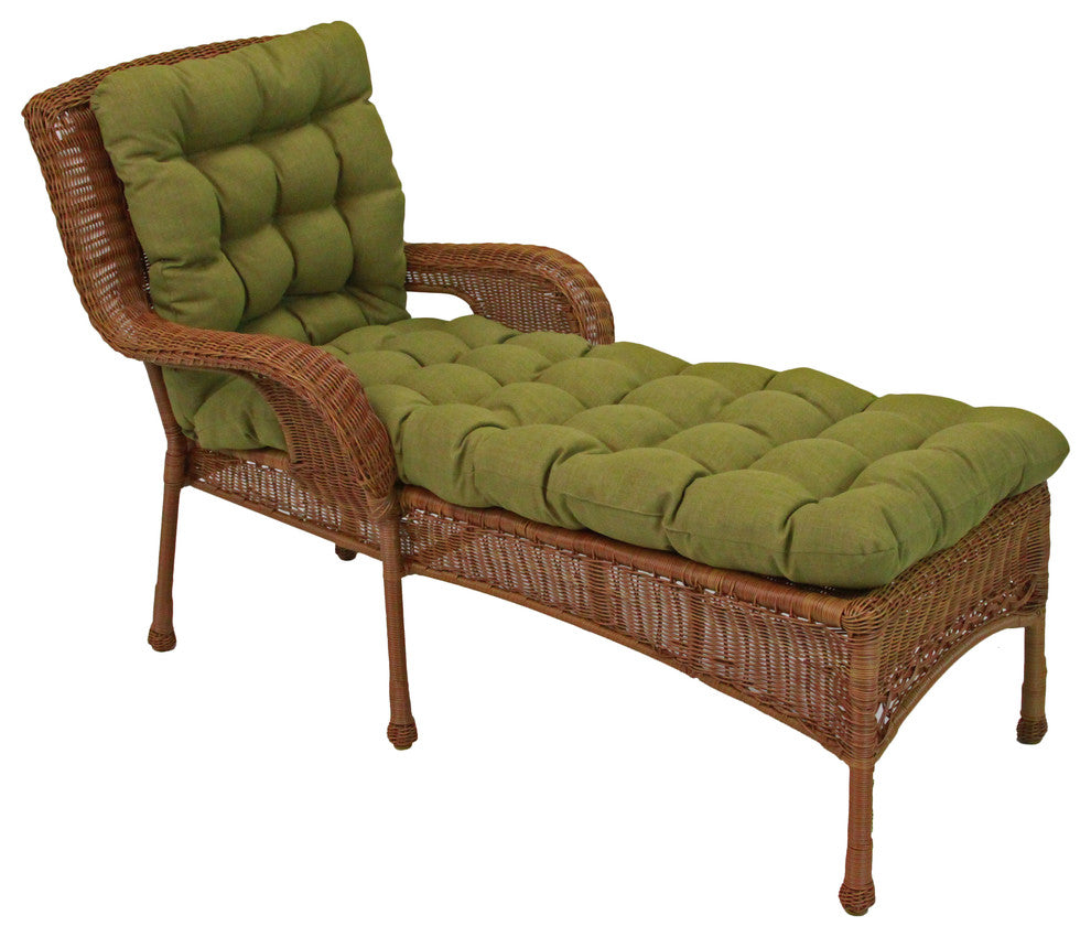 74"x19" Squarded Spun Polyester Tufted Chaise Lounge Cushion, Avocado