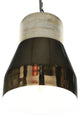 Metallic Brass Shade Hanging Lamp Glow With White Wooden Top