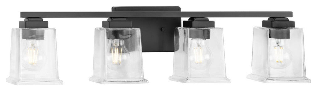 Gilmour Collection 4-Light Matte Black Light Clear Glass Vanity