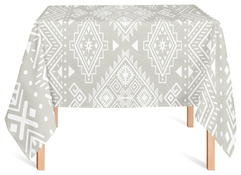 Brown and White Pattern 58x58 Tablecloth
