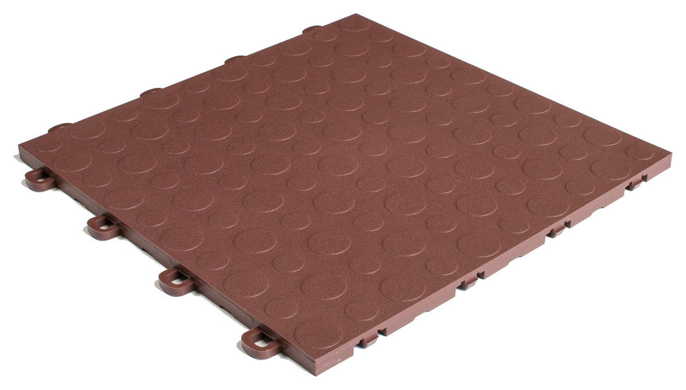 12"x12" Interlocking Garage Flooring Tiles, Coin Top, Set of 30, Brown