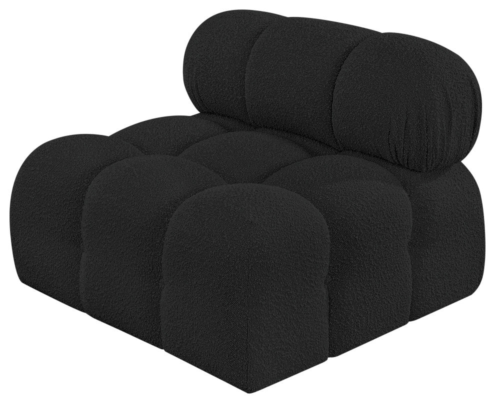 Ames Boucle Fabric Modular Chair, Black, Armless Chair