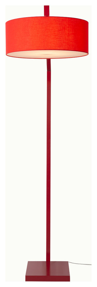 Stretch Arc Floor Lamp - 87", Red Finish, Step Switch, Rectangular Marble Base