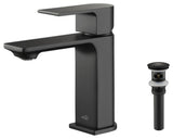 KIBI Mirage Single Handle Bathroom Faucet, Matte Black, with Drain
