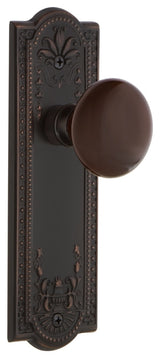 Meadows Plate Privacy Brown Porcelain Knob, Timeless Bronze