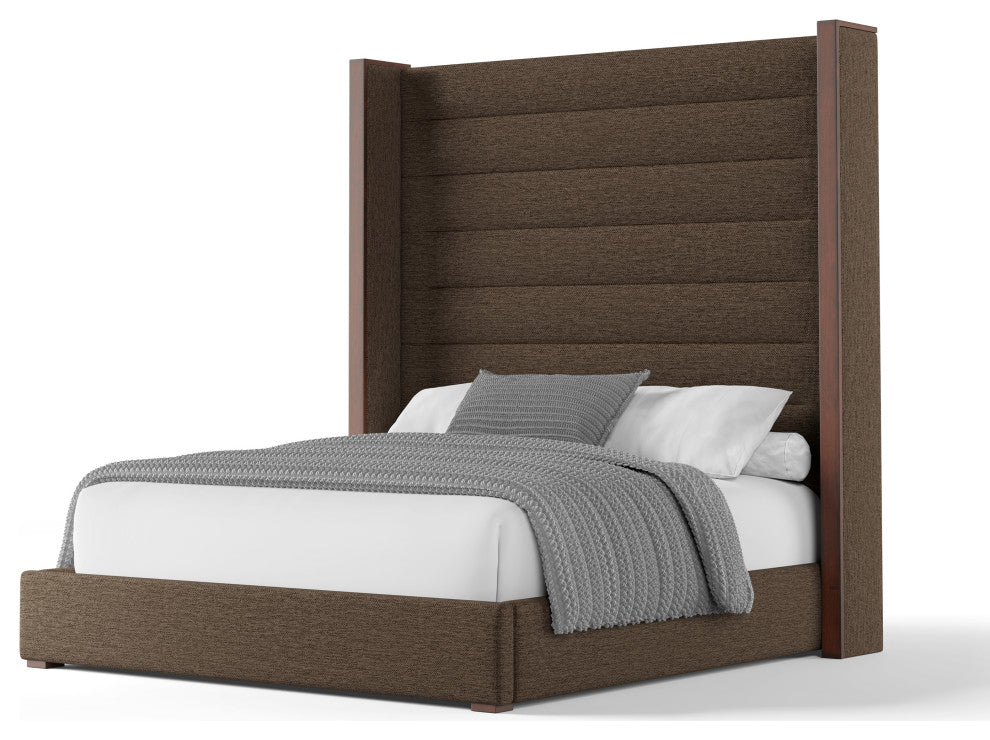 Nativa Interiors Irenne Horizontal Channel Bed, Brown, King, High 87"