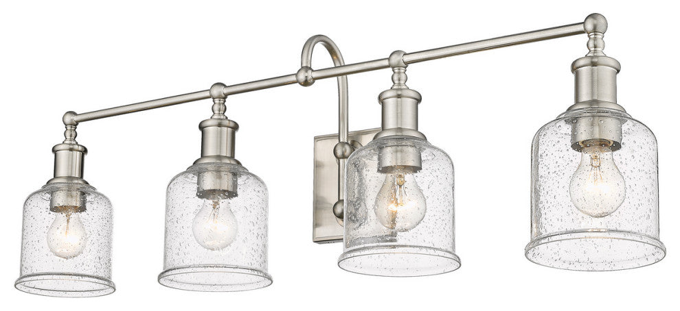 Zlite 734-4V-BN 4-Light Vanity, Clear Seedy