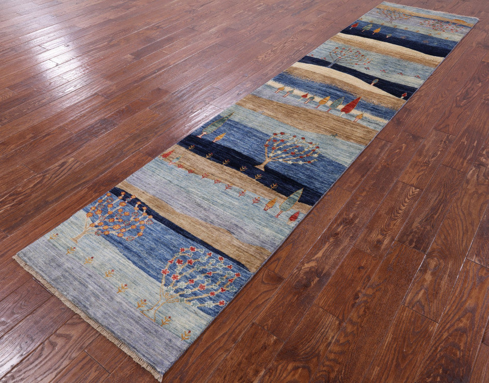 2' 7" X 11' 11" Runner Hand-Knotted Persian Gabbeh Tribal Rug Q7951