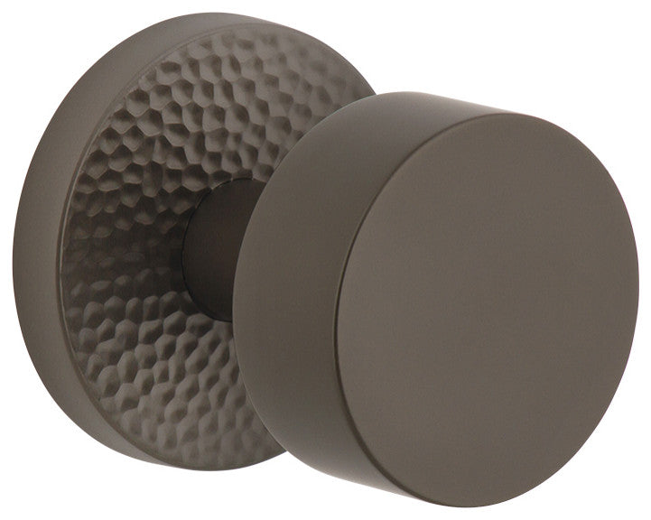 Circolo Hammered Rosette Passage, Circolo Brass Knob, Titanium Gray