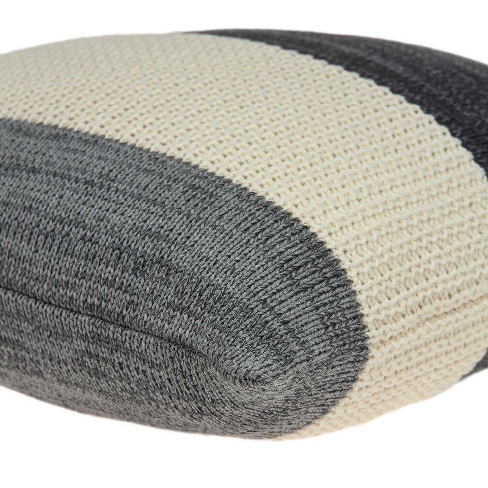 HomeRoots Casual Square Cream and Heather Gray Accent Pillow Cover